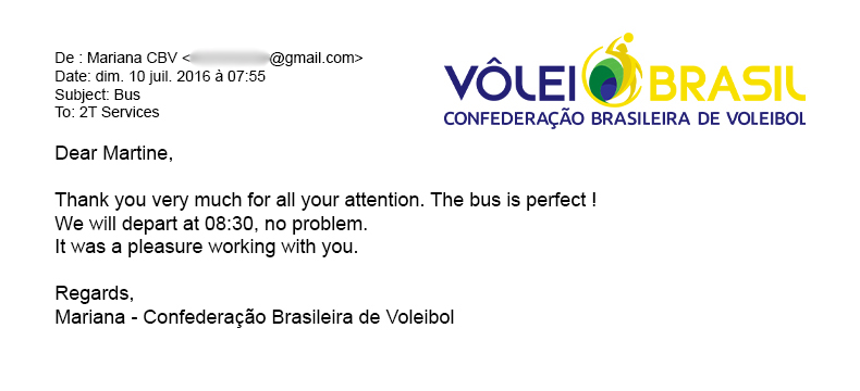 Dankesbrief von der Volei Brasil